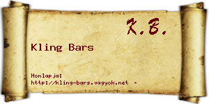 Kling Bars névjegykártya